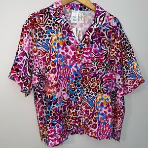 Jessica Simpson Swim Shirt Small NWT Pink Animal Print Blouse